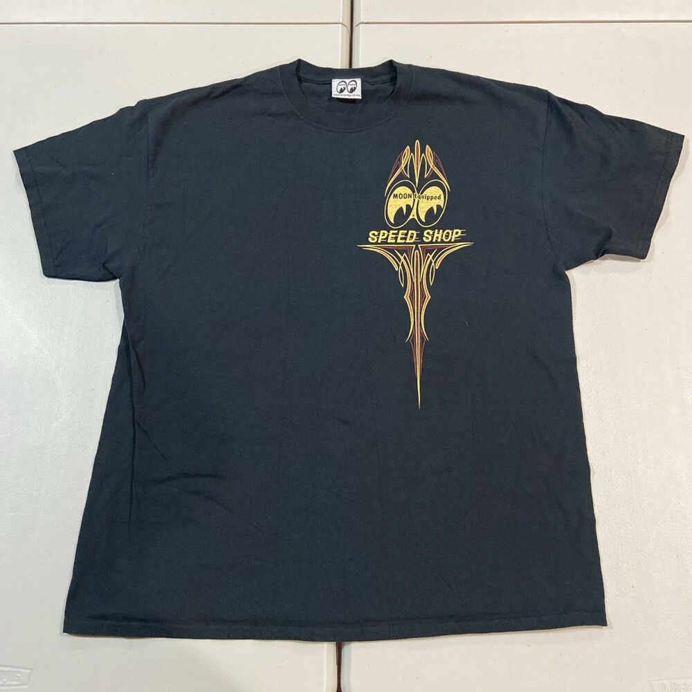 Men's Mooneyes Moon Equipped Speed Shop T-Shirt Black Cotton XL?